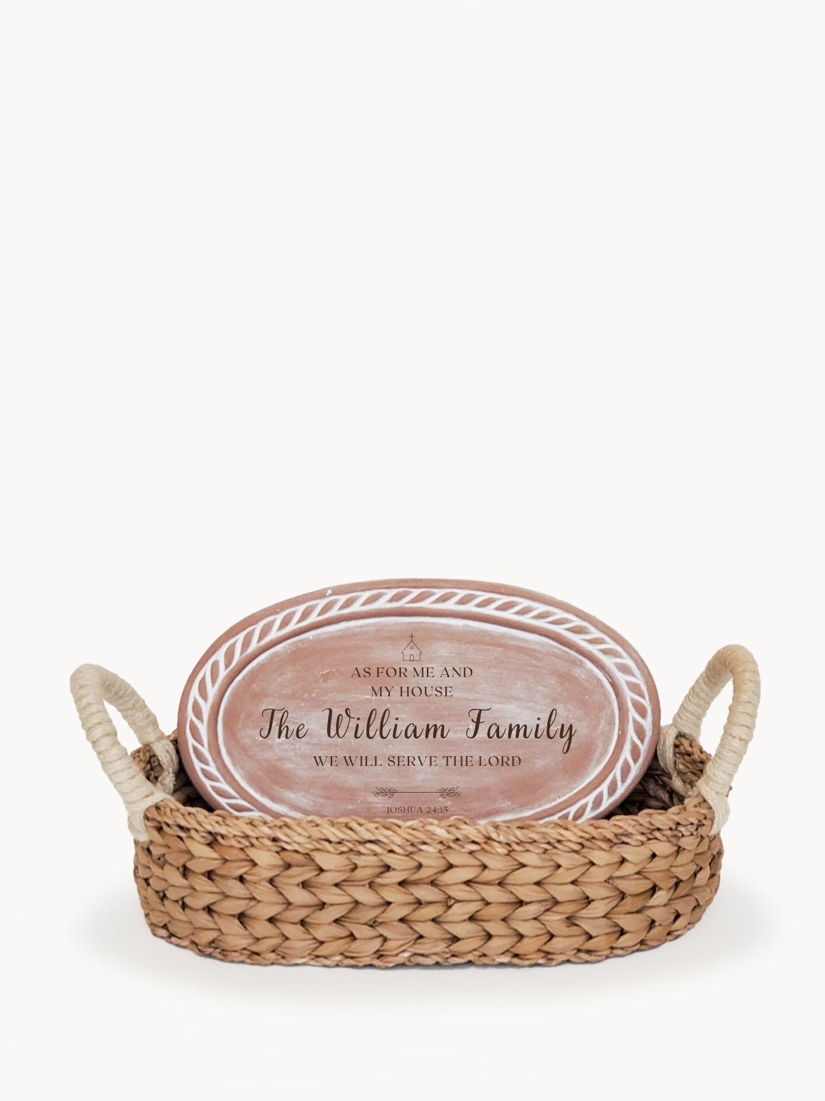 Personalized Bread Warmer & Basket - Bible Oval - Daphs Designs