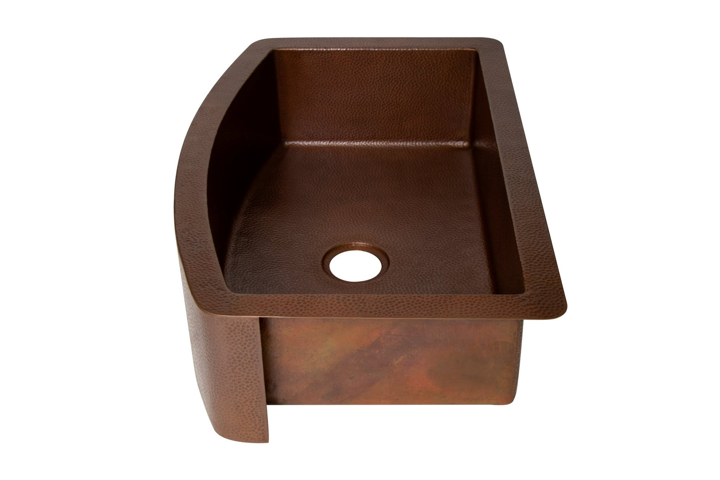 33" Farmhouse Single Well Plain Round Apron Hammered Copper Kitchen Sink - Daphs Designs