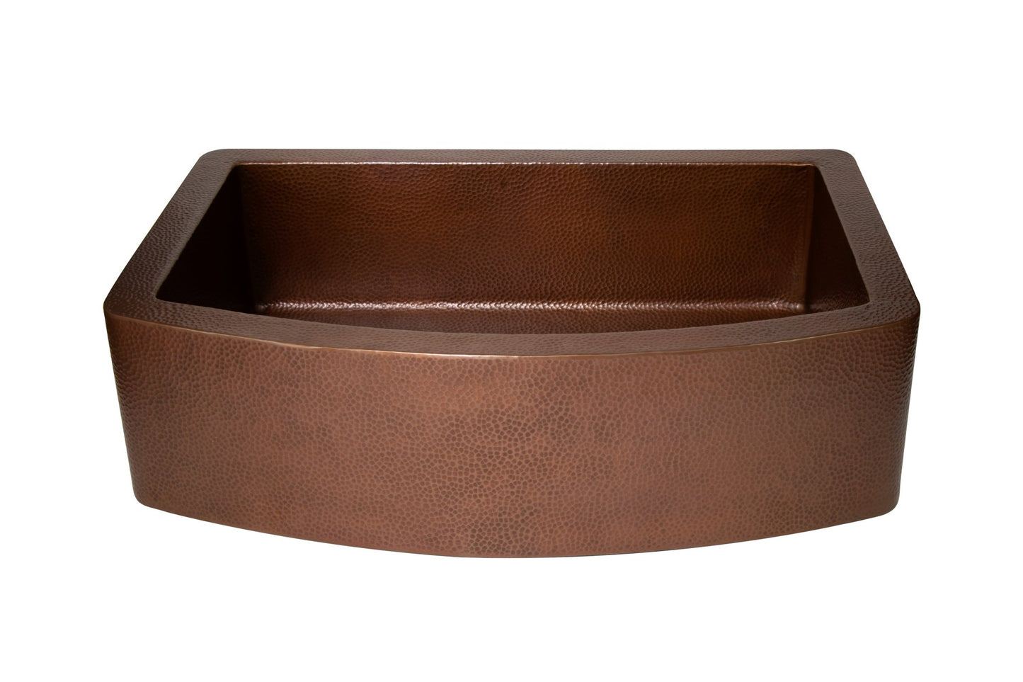 33" Farmhouse Single Well Plain Round Apron Hammered Copper Kitchen Sink - Daphs Designs