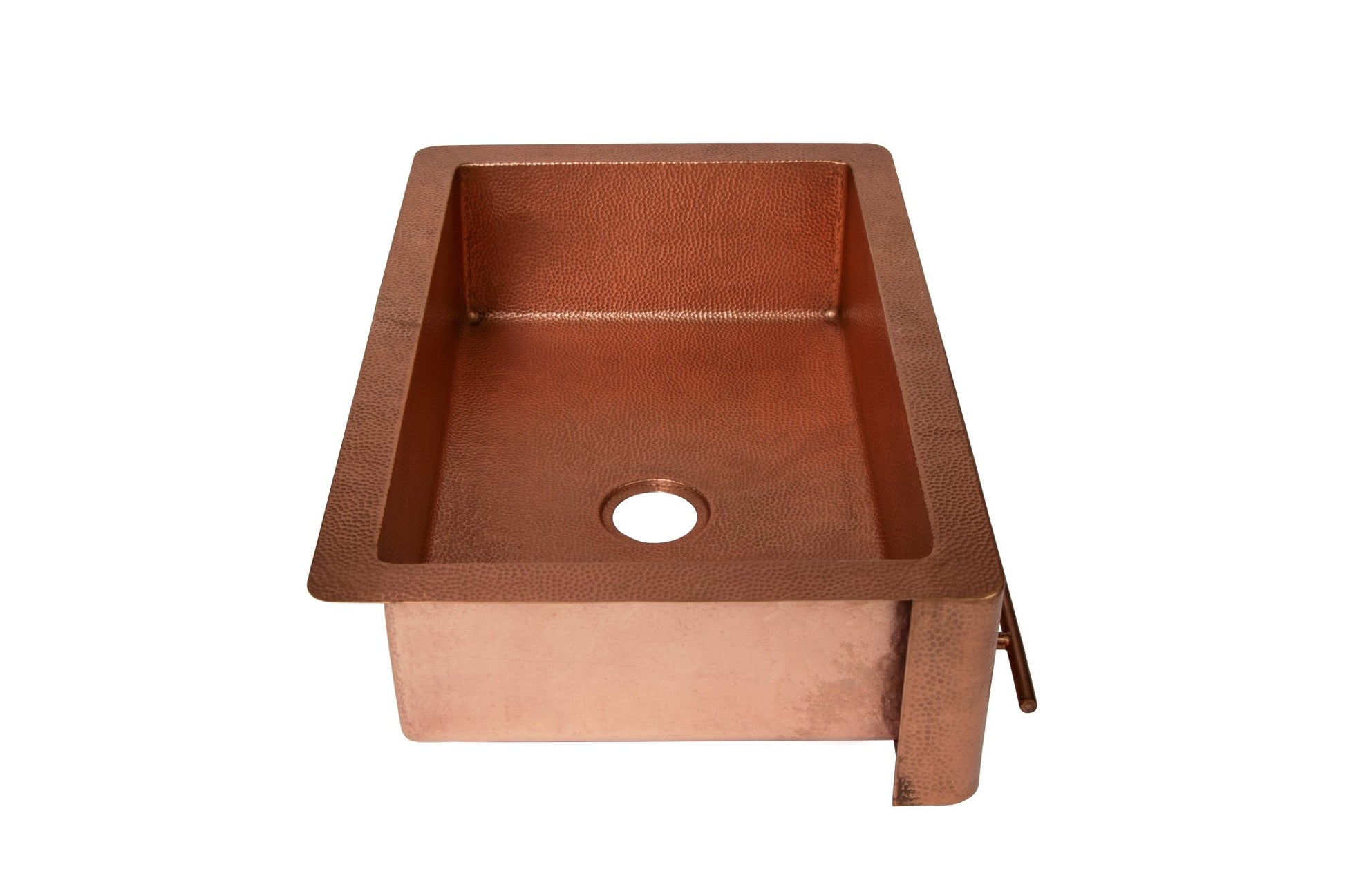 33" Farmhouse Single Well Towel Holder Straight Apron Hammered Copper Kitchen Sink - Daphs Designs