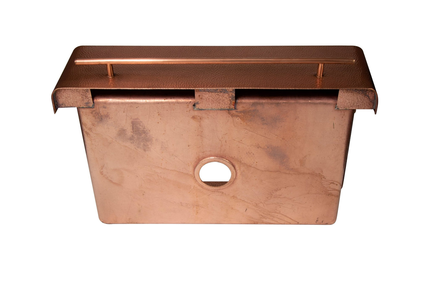 33" Farmhouse Single Well Towel Holder Straight Apron Hammered Copper Kitchen Sink - Daphs Designs